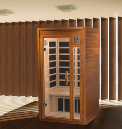 Golden Designs Ultra Low EMF 1-Person Dynamic "Barcelona Elite" FAR Infrared Sauna with Hemlock Wood | Model: DYN-6106-01 Elite