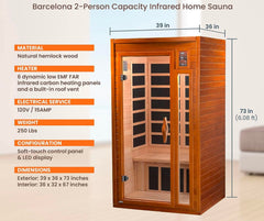 Golden Designs Low EMF 2-Person Dynamic "Barcelona" FAR Infrared Sauna with Hemlock Wood | Model: DYN-6106-01