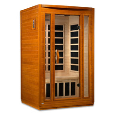 Golden Designs Ultra Low EMF 2-Person Dynamic "San Marino Elite" FAR Infrared Sauna with Dark Honey Hemlock Wood | Model: DYN-6206-01 Elite