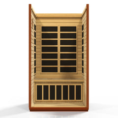 Golden Designs Ultra Low EMF 2-Person Dynamic "San Marino Elite" FAR Infrared Sauna with Dark Honey Hemlock Wood | Model: DYN-6206-01 Elite