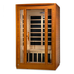 Golden Designs Ultra Low EMF 2-Person Dynamic "San Marino Elite" FAR Infrared Sauna with Dark Honey Hemlock Wood | Model: DYN-6206-01 Elite