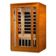 Golden Designs Ultra Low EMF 2-Person Dynamic "San Marino Elite" FAR Infrared Sauna with Dark Honey Hemlock Wood | Model: DYN-6206-01 Elite