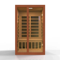 Golden Designs Ultra Low EMF 2-Person Dynamic "Santiago Elite" FAR Infrared Sauna with Dark Honey Hemlock Wood | Model: DYN-6209-02 Elite