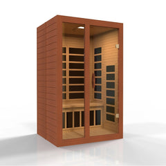 Golden Designs Ultra Low EMF 2-Person Dynamic "Santiago Elite" FAR Infrared Sauna with Dark Honey Hemlock Wood | Model: DYN-6209-02 Elite