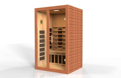 Golden Designs Near Zero EMF 2-Person Dynamic Full Spectrum "Santiago" FAR Infrared Sauna with Dark Honey Hemlock Wood | Model: DYN-6209-03 FS