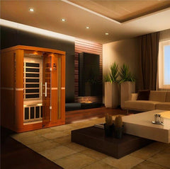 Golden Designs Low EMF 2-Person Dynamic "Vittoria" FAR Infrared Sauna with Hemlock Wood | Model: DYN-6220-01