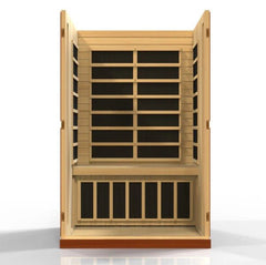 Golden Designs Low EMF 2-Person Dynamic "Vittoria" FAR Infrared Sauna with Hemlock Wood | Model: DYN-6220-01