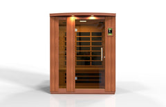 Golden Designs Ultra Low EMF 3-Person Dynamic "Lugano" FAR Infrared Sauna with Hemlock Wood | Model: DYN-6336-02 Elite