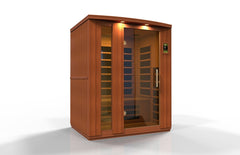 Golden Designs Ultra Low EMF 3-Person Dynamic "Lugano" FAR Infrared Sauna with Hemlock Wood | Model: DYN-6336-02 Elite