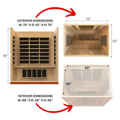 Golden Design Low EMF 4-Person Dynamic "Bergamo" Infrared Sauna with Hemlock Wood | Model: DYN-6440-01