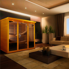 Golden Design Ultra Low EMF 6-Person Dynamic "Monaco Elite" Infrared Sauna w/ 15” LCD Screen & Hemlock Wood | Model: DYN-6996-01