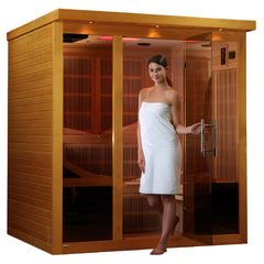 Golden Design Ultra Low EMF 6-Person Dynamic "Monaco Elite" Infrared Sauna w/ 15” LCD Screen & Hemlock Wood | Model: DYN-6996-01