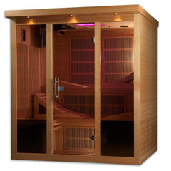 Golden Designs Near Zero EMF 6-Person "Monaco" PureTech™ Infrared Sauna w/ 15” LCD Screen & Hemlock Wood | Model: GDI-6996-01