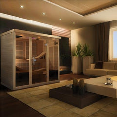 Golden Designs Near Zero EMF 6-Person "Monaco" PureTech™ Infrared Sauna w/ 15” LCD Screen & Hemlock Wood | Model: GDI-6996-01