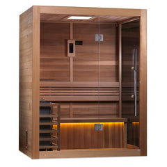 Golden Designs 3-Person Traditional Sauna "Hanko" - Red Cedar | GDI-7202-01