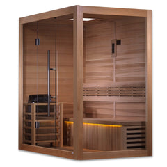 Golden Designs 3-Person "Forssa" Traditional Sauna - corner unit with Hemlock | GDI-7203-01