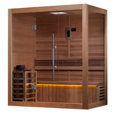 Golden Designs 3-Person "Forssa" Traditional Sauna - corner unit with Hemlock | GDI-7203-01