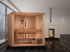 Golden Designs Steam Sauna 3-Person "Copenhagen Edition" Traditional Sauna with Red Cedar Wood | Model: GDI-7389-02