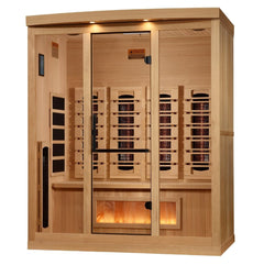 Golden Designs Near Zero EMF 4-Person Full Spectrum PureTech™ Infrared Sauna with Himalayan Salt Bar | Model: GDI-8040-03