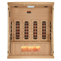 Golden Designs Near Zero EMF 4-Person Full Spectrum PureTech™ Infrared Sauna with Himalayan Salt Bar | Model: GDI-8040-03