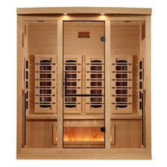 Golden Designs Near Zero EMF 4-Person Full Spectrum PureTech™ Infrared Sauna with Himalayan Salt Bar | Model: GDI-8040-03