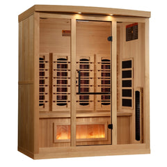 Golden Designs Near Zero EMF 4-Person Full Spectrum PureTech™ Infrared Sauna with Himalayan Salt Bar | Model: GDI-8040-03