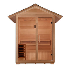 Golden Designs Outdoor Traditional Steam Sauna 3-Person w/ Canadian Hemlock | "Arlberg" GDI-8103-01