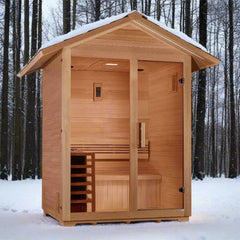 Golden Designs Outdoor Traditional Steam Sauna 3-Person w/ Canadian Hemlock | "Arlberg" GDI-8103-01