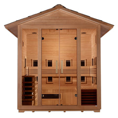 Golden Designs Traditional Full Spectrum Hybrid Outdoor Sauna 5-Person w/ Canadian Hemlock | "Gargellen" GDI-8125-01