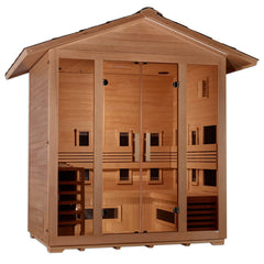 Golden Designs Traditional Full Spectrum Hybrid Outdoor Sauna 5-Person w/ Canadian Hemlock | "Gargellen" GDI-8125-01