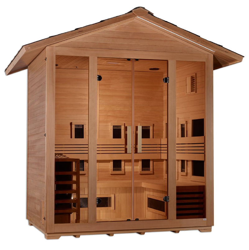 Golden Designs Traditional Full Spectrum Hybrid Outdoor Sauna 5-Person w/ Canadian Hemlock | 