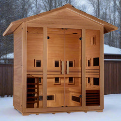 Golden Designs Traditional Full Spectrum Hybrid Outdoor Sauna 5-Person w/ Canadian Hemlock | "Gargellen" GDI-8125-01