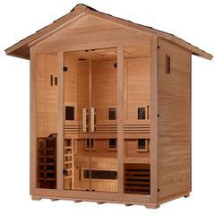 Golden Designs Traditional Full Spectrum Hybrid Outdoor Sauna 5-Person w/ Canadian Hemlock | "Gargellen" GDI-8125-01