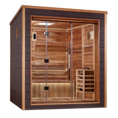 Golden Designs "Drammen" 3-Person Outdoor-Indoor Traditional Steam Sauna (GDI-8203-01) - Canadian Red Cedar Interior