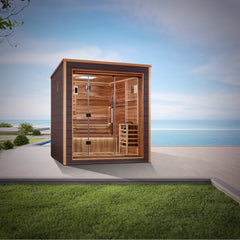 Golden Designs "Drammen" 3-Person Outdoor-Indoor Traditional Steam Sauna (GDI-8203-01) - Canadian Red Cedar Interior