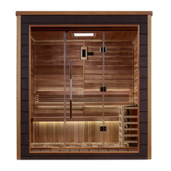 Golden Designs "Drammen" 3-Person Outdoor-Indoor Traditional Steam Sauna (GDI-8203-01) - Canadian Red Cedar Interior