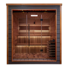 Golden Designs "Bergen" 6-Person Indoor/Outdoor Traditional Steam Sauna (GDI-8206-01) - Red Cedar Interior