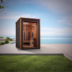 Golden Designs "Nora" 2-Person Indoor/Outdoor Hybrid Sauna w/ PureTech™ Full Spectrum (GDI-8222-01) - Canadian Red Cedar Interior