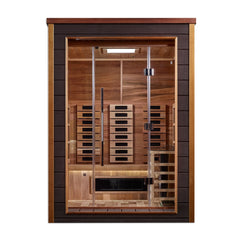 Golden Designs "Nora" 2-Person Indoor/Outdoor Hybrid Sauna w/ PureTech™ Full Spectrum (GDI-8222-01) - Canadian Red Cedar Interior