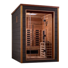 Golden Designs "Nora" 2-Person Indoor/Outdoor Hybrid Sauna w/ PureTech™ Full Spectrum (GDI-8222-01) - Canadian Red Cedar Interior