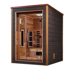 Golden Designs "Nora" 2-Person Indoor/Outdoor Hybrid Sauna w/ PureTech™ Full Spectrum (GDI-8222-01) - Canadian Red Cedar Interior