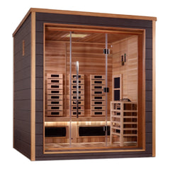 Golden Designs "Visby" 3-Person Indoor/Outdoor PureTech™ Hybrid Full Spectrum Sauna (GDI-8223-01) - Canadian Red Cedar Interior