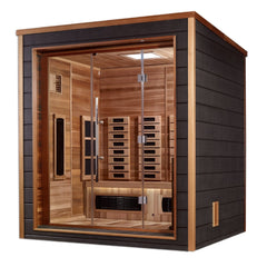 Golden Designs "Visby" 3-Person Indoor/Outdoor PureTech™ Hybrid Full Spectrum Sauna (GDI-8223-01) - Canadian Red Cedar Interior