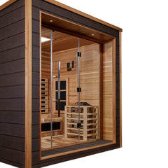 Golden Designs "Visby" 3-Person Indoor/Outdoor PureTech™ Hybrid Full Spectrum Sauna (GDI-8223-01) - Canadian Red Cedar Interior