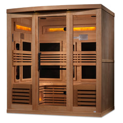 Golden Designs Near Zero EMF 6-Person Full Spectrum PureTech™ Infrared Sauna with Himalayan Salt Bar | Model: GDI-8260-01