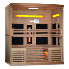 Golden Designs Near Zero EMF 6-Person Full Spectrum PureTech™ Infrared Sauna with Himalayan Salt Bar | Model: GDI-8260-01