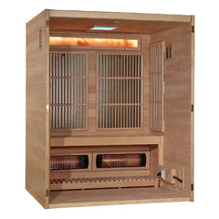 Golden Designs Full Spectrum Traditional Hybrid Sauna 3-Person w/ Hemlock & Himalayan Salt Bar | "Soria" GDI-8330-01