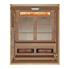 Golden Designs Full Spectrum Traditional Hybrid Sauna 3-Person w/ Hemlock & Himalayan Salt Bar | "Soria" GDI-8330-01