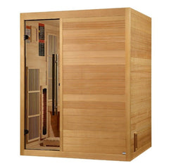 Golden Designs Full Spectrum Traditional Hybrid Sauna 3-Person w/ Hemlock & Himalayan Salt Bar | "Soria" GDI-8330-01