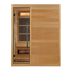 Golden Designs Full Spectrum Traditional Hybrid Sauna 3-Person w/ Hemlock & Himalayan Salt Bar | "Soria" GDI-8330-01